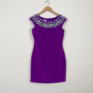 Marchesa Notte Purple Embellished Dress Size 4